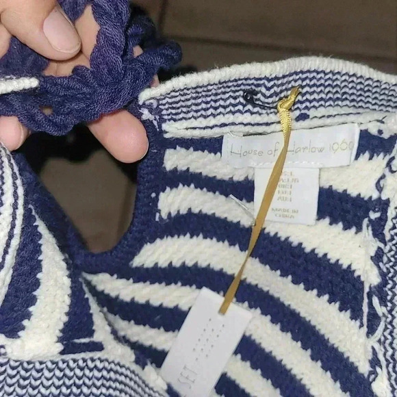 NWT HOUSE OF HARLOW 1960 Navy Striped Sleeveless Top & Shorts 2 Piece Set large - Picture 6 of 8